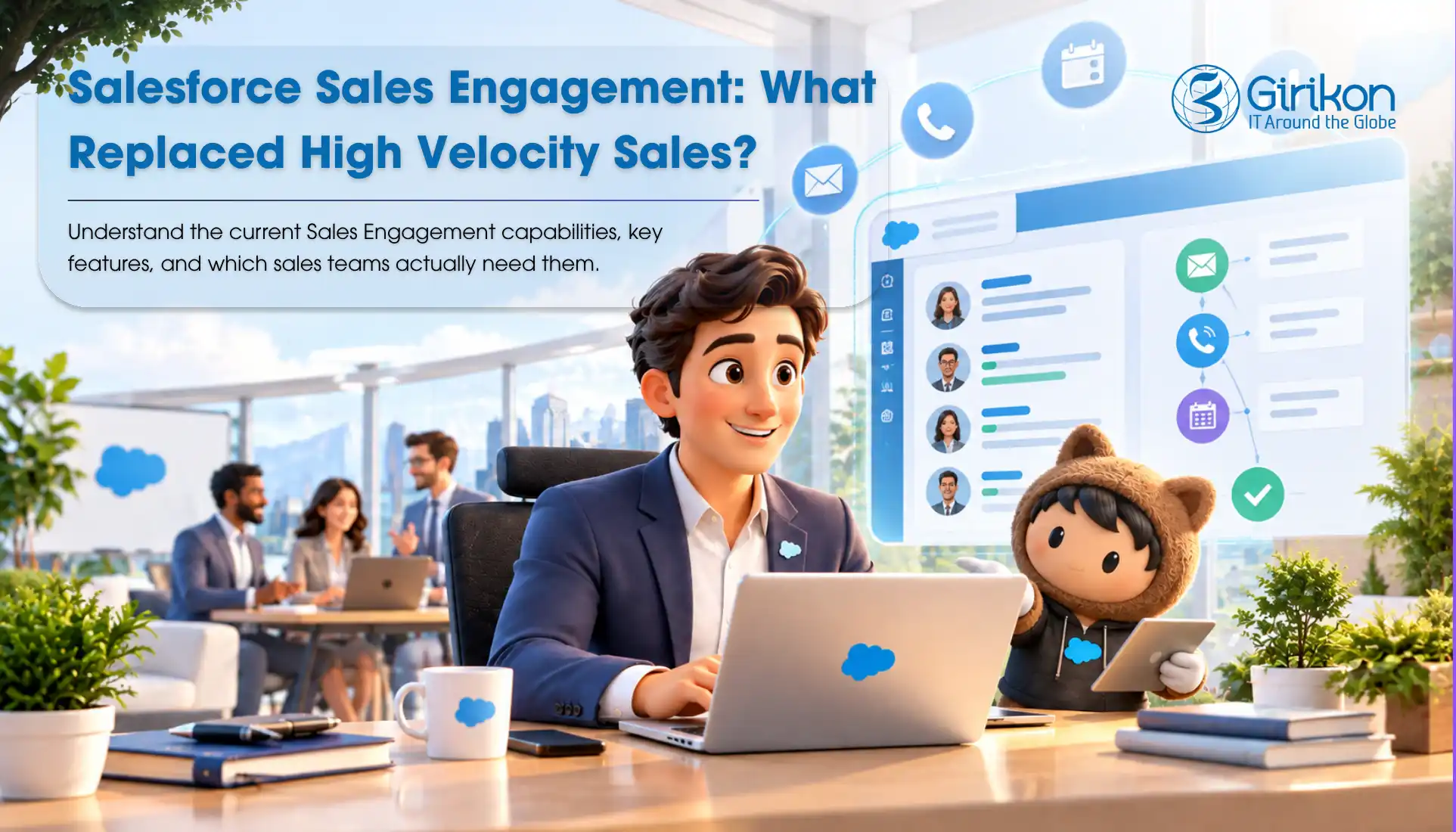 Illustration of Salesforce Sales Engagement replacing High Velocity Sales in a connected sales workflow